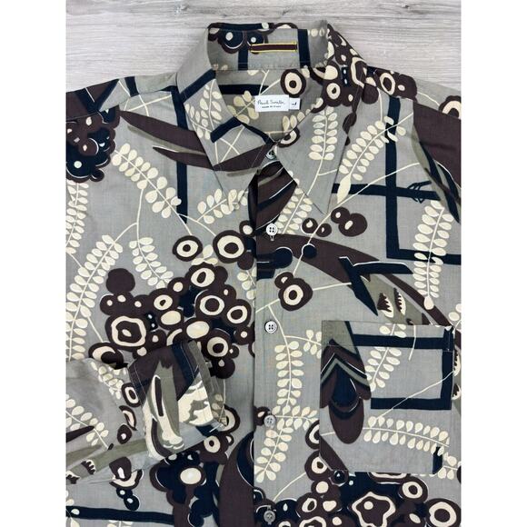 Paul Smith Tropical Bird Parrot Hawaiian All Over Print Abstract Dress‎ Shirt L - Picture 2 of 4